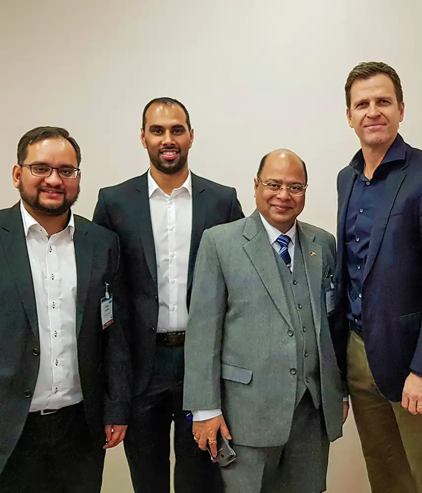 Chris Punnakkattu Daniel with Oliver Bierhoff, Subrata Dutta and Arunava Chaudhuri